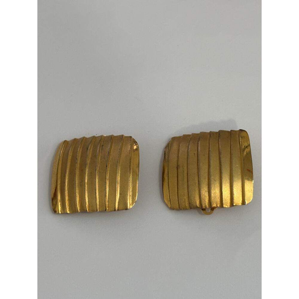 Vintage Diane von Furstenberg Earrings Gold Tone Chunky